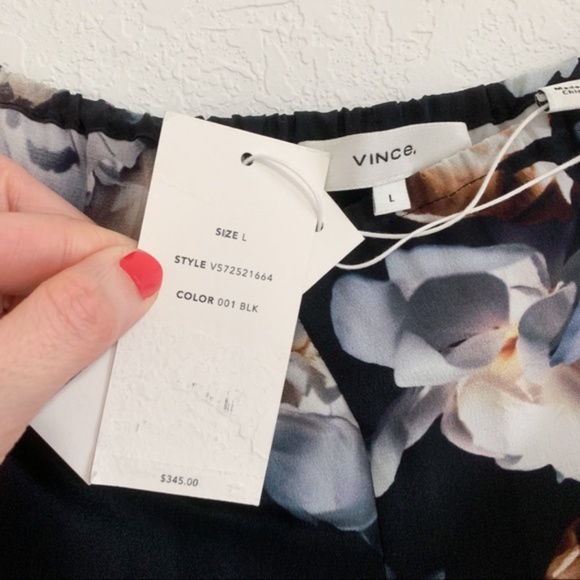 Vince Peony Print Silk Pull on Culottes L - Picture 4 of 9